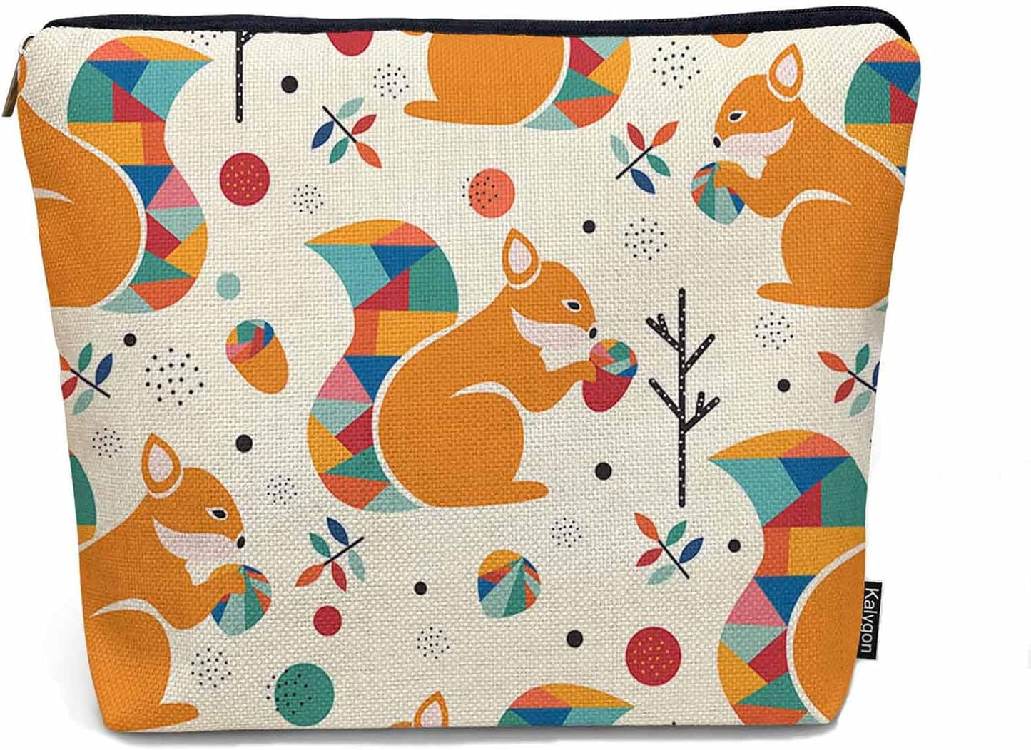 Squirrel Makeup Bag For Women, Adorable Cosmetic Bag Makeup Bags, Geometric Squirrel Pine Cones Cute Zipper Bag Travel Bags Toiletry Organizers Pouch Bags Washing Bags For Gym Bathroom