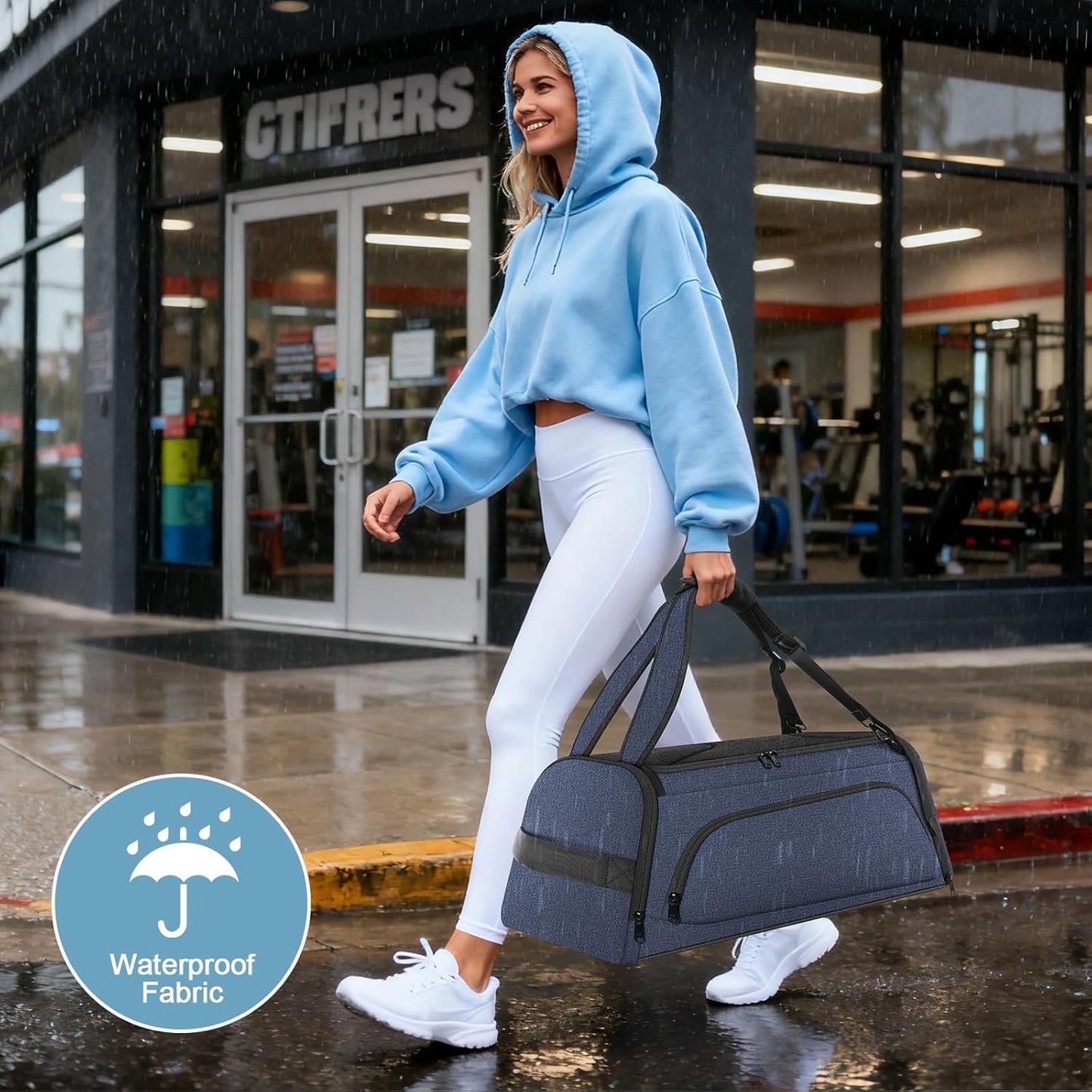 Gym Bag for Women Men, Duffle Travel Bag with Shoes Compartment and Wet Pocket, Waterproof Overnight Carry On Bag Backpack with Two Elastic Bottle Holders for Travel, Workout, Sports, Weekend - MIYCOO