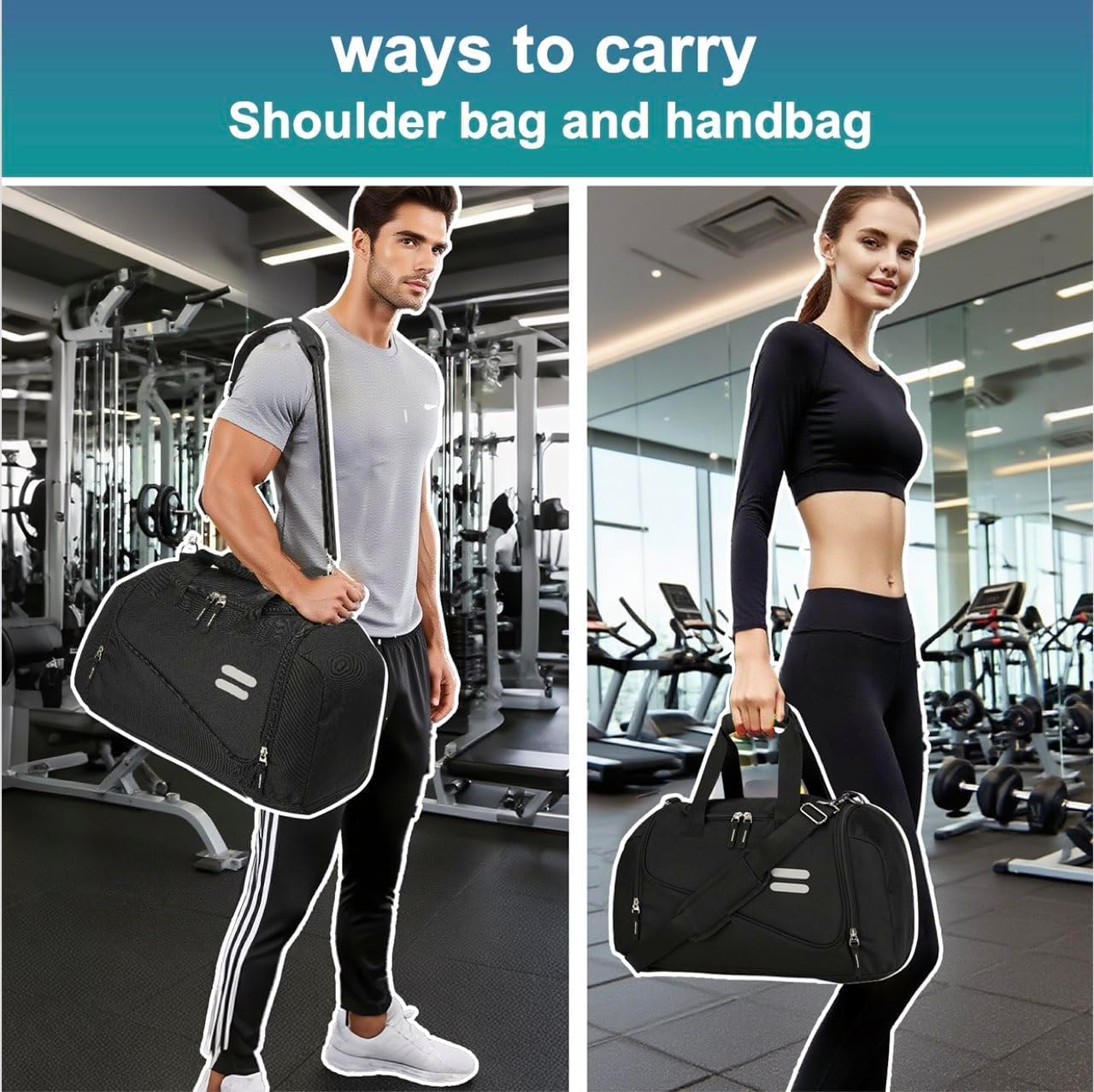 Urbanstand Gym Bag for Men & Women - 40L Duffel Bag with Shoe Compartment, Carry On Weekender Water Resistant Duffle Bag for Travel, Sports, Fitness & Workout, Black