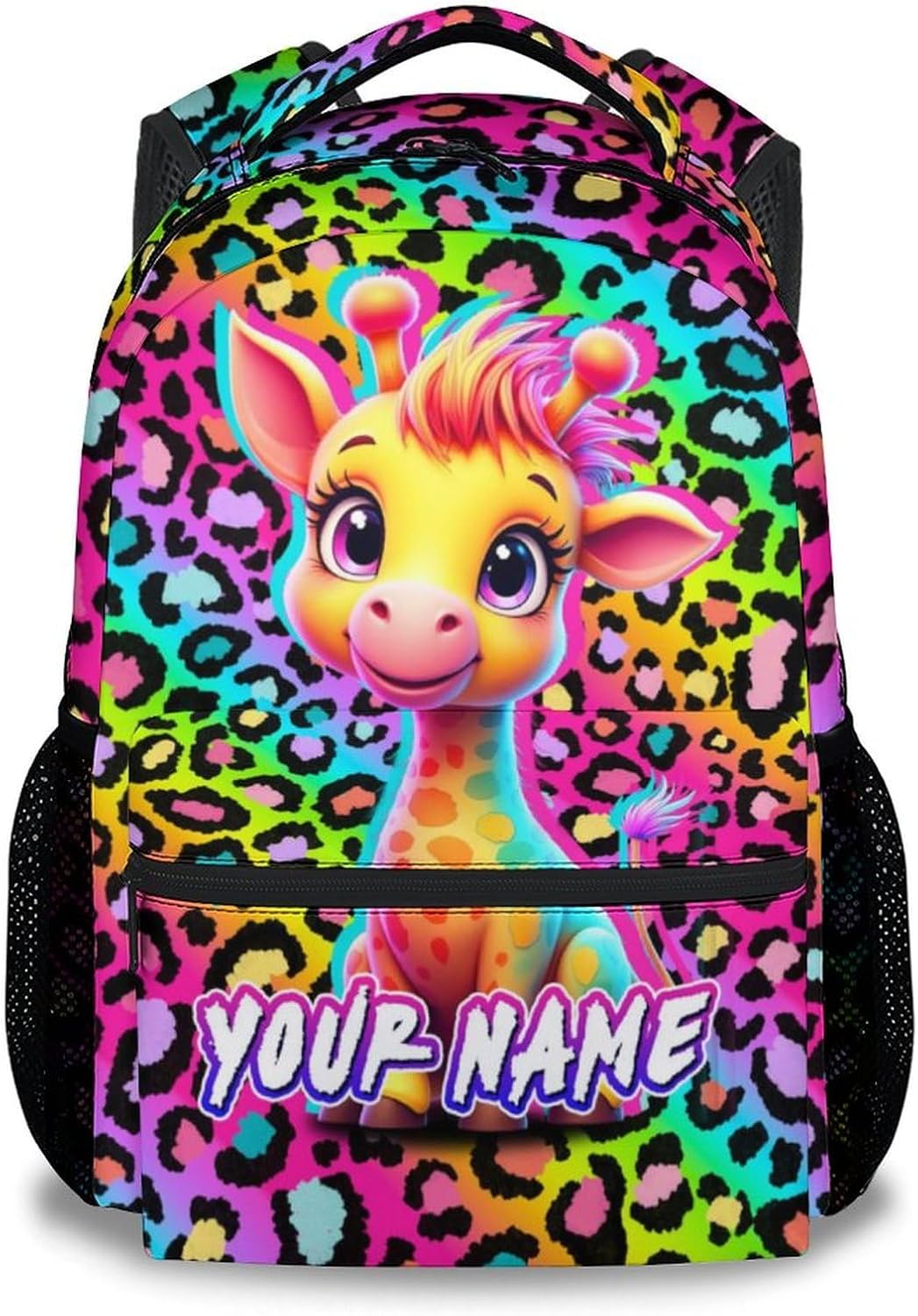 Custom Giraffe Backpack for Girls - 17 Inch Cute Kids Backpack with Adjustable Straps for Kindergarten - Large Capacity School Bag for Elementary