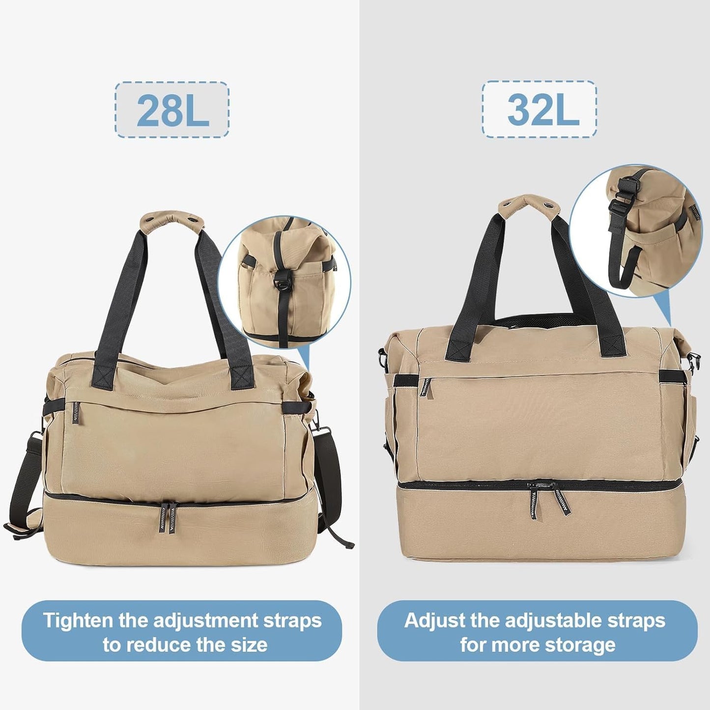 Gym Bag for Men Women, Tactical Travel Duffel bag with Removable Dividers & Shoe Compartment, Weekender Carry on Bag with Toiletry Bag, Overnight Range Bag for Workout Soccer Yoga Gym