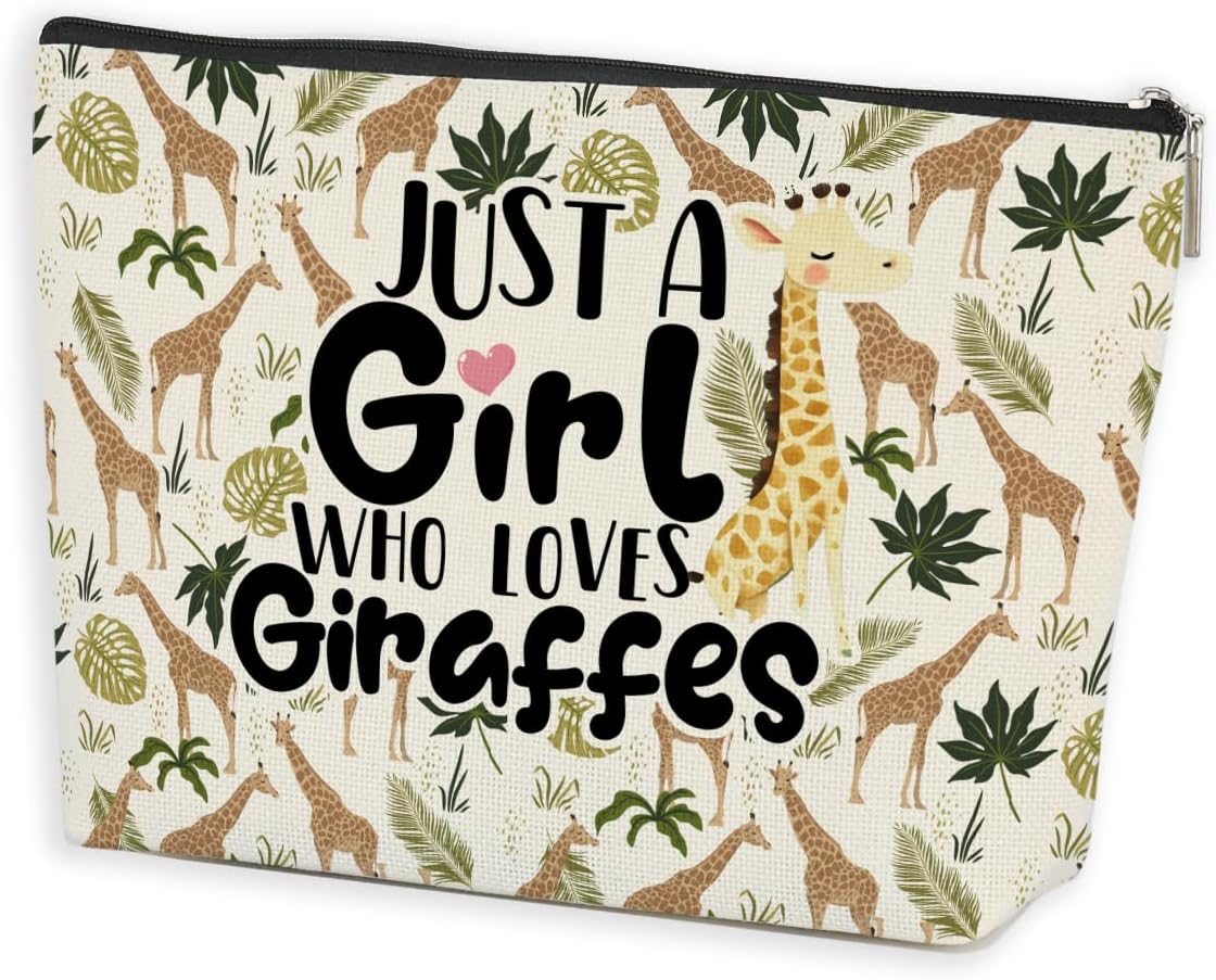 Azteoiz Cute Giraffe Makeup Bag Giraffe Gifts Cosmetic Travel Bag Decor Stuff for Animal Lovers Women Breeder Coworker Girls Sister Best Friend Female for Christmas Birthday