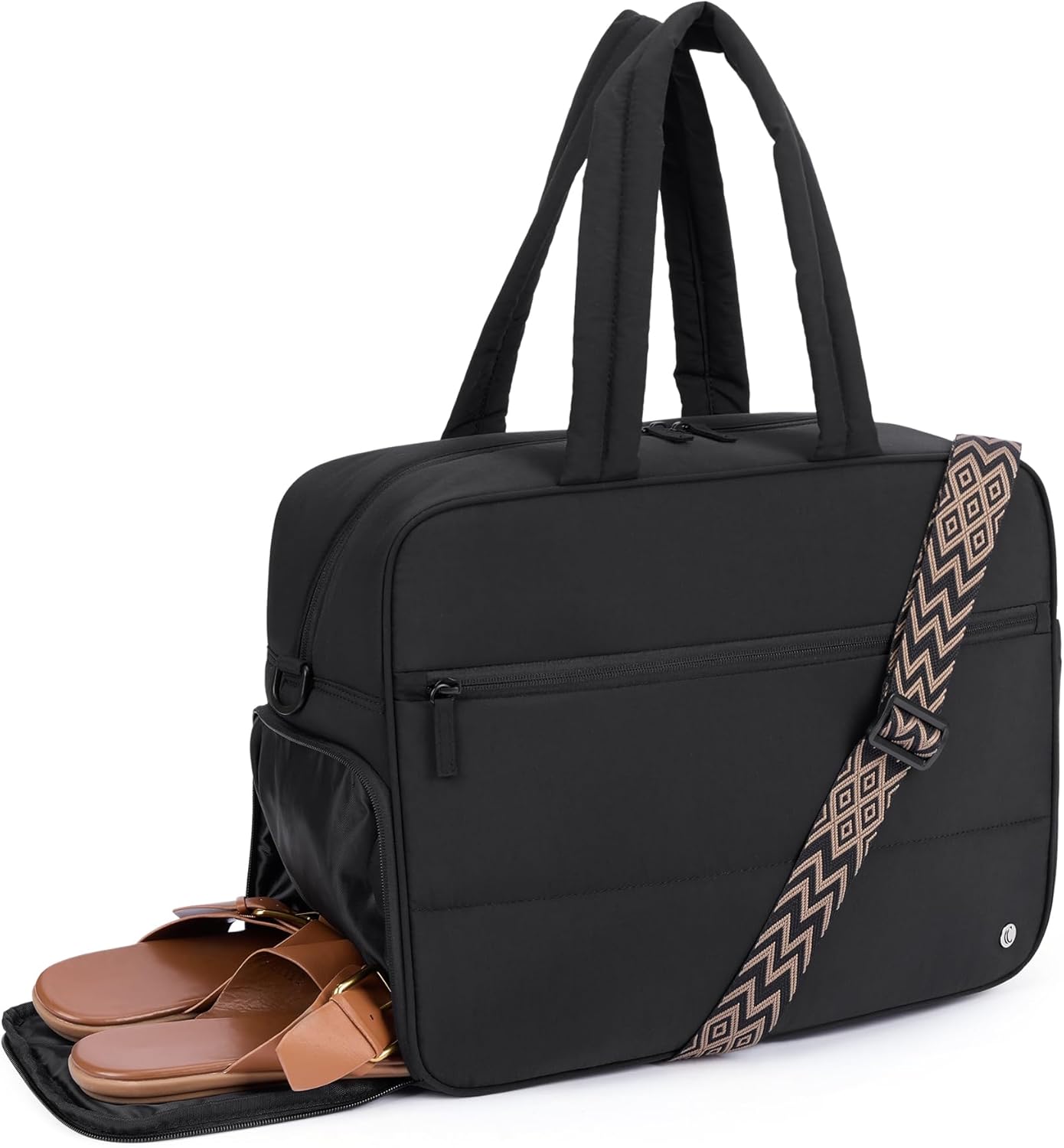 CLUCI Weekender Travel Bag for Women Puffer Tote Bag Carry On Duffle Overnight Bags with Shoe Compartment