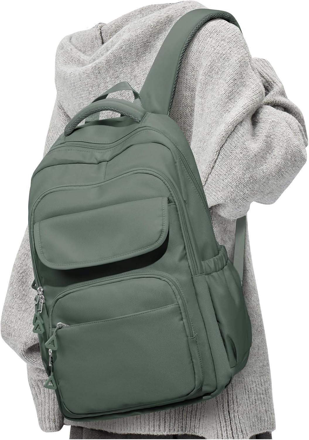 School Backpack for Women Men Cute Backpack for College Students Lightweight High School bag for Teens Girls Boys Waterproof Casual Daypacks Bookbag(Green)