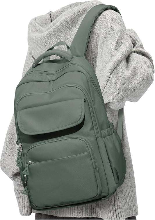 School Backpack for Women Men Cute Backpack for College Students Lightweight High School bag for Teens Girls Boys Waterproof Casual Daypacks Bookbag(Green)