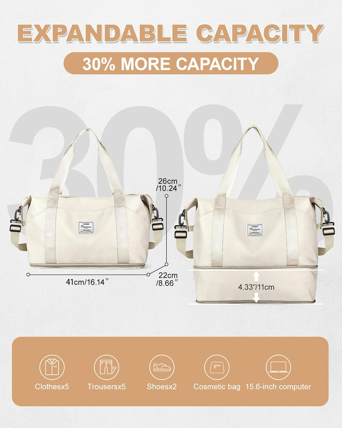 Travel Duffel Bag, Sports Tote Gym Bag, Shoulder Weekender Overnight Bag for Women