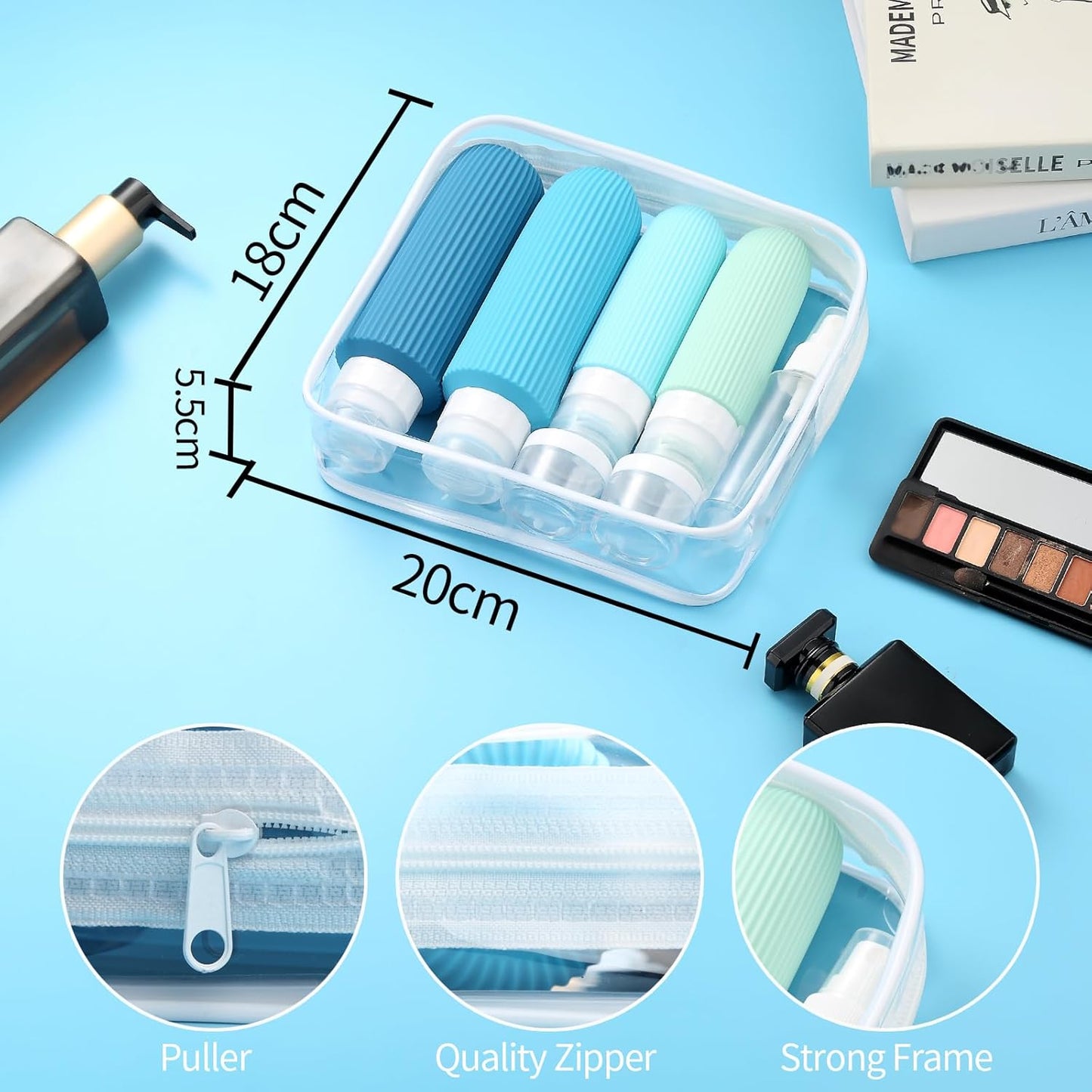 16 Pack Travel Bottles for Toiletries, Large 6oz Silicone Travel Containers, Leak Proof Refillable Liquid Shampoo And Conditioner Travel Essentials