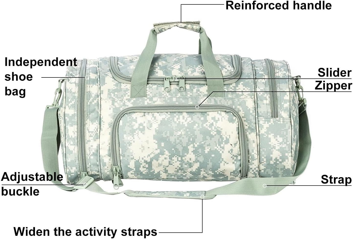 Gym Bag Duffle Bags for Men Women with Shoes Compartment Sport Weekend Travel Overnight Carry On Bag for Tactical Military Travel Work Out Bags (ACCamo)