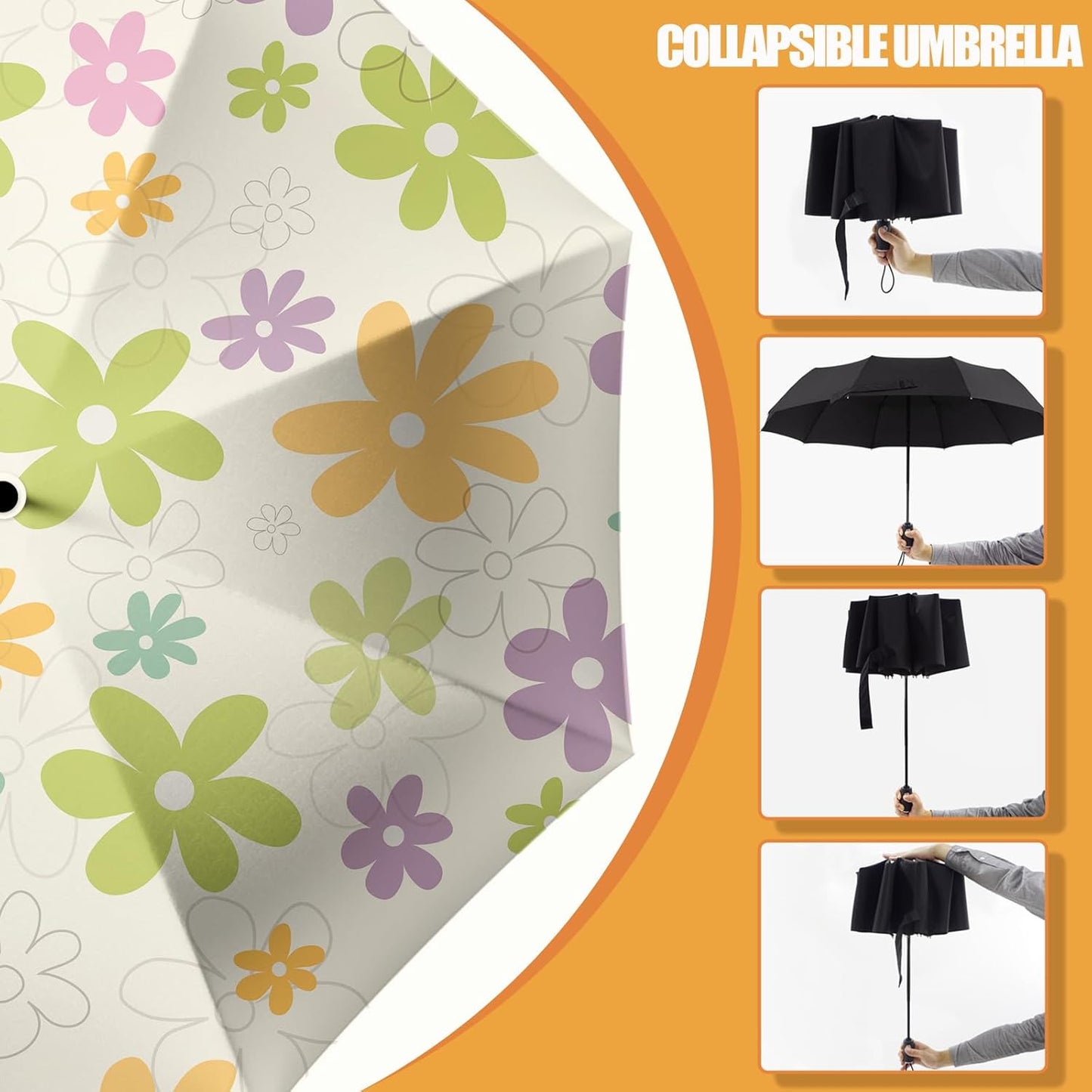 Small Compact Travel Automatic Folding Umbrella for Women, Portable Lightweight, Rain, Wind, UV Sun Shade