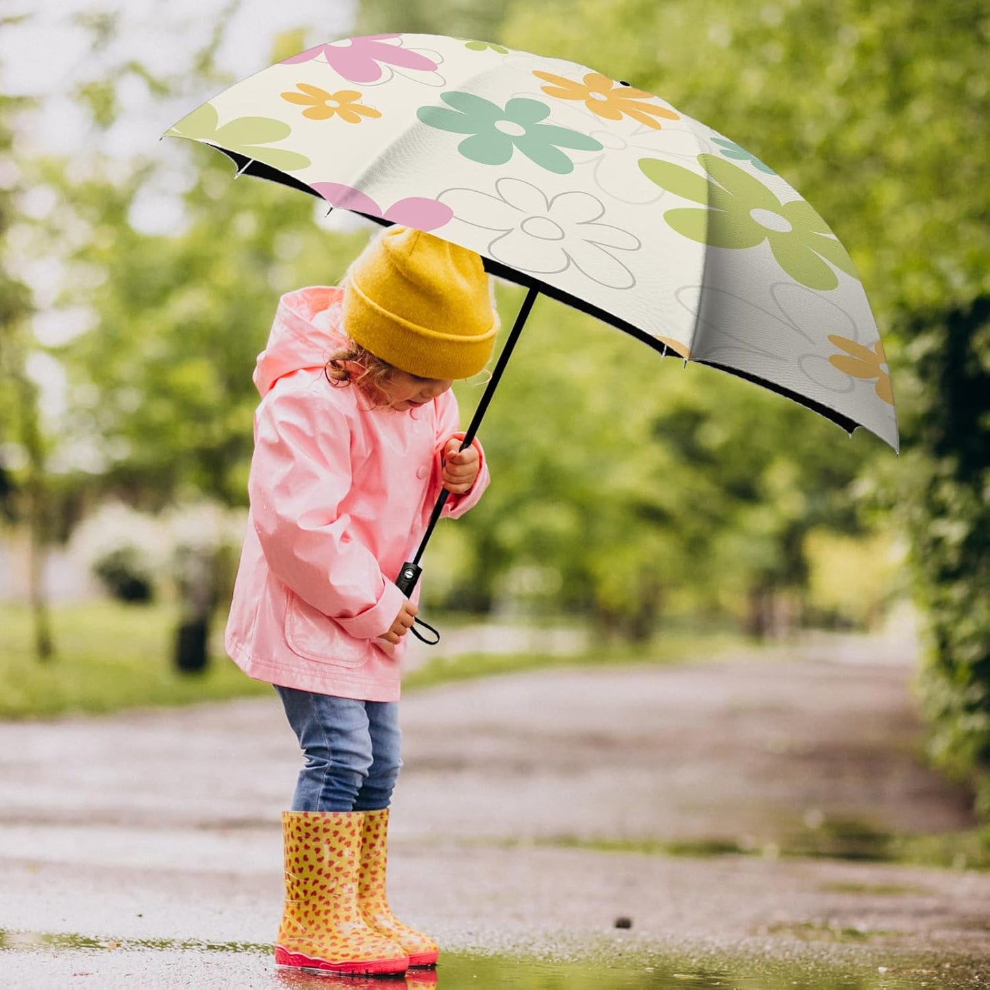 Small Compact Travel Automatic Folding Umbrella for Women, Portable Lightweight, Rain, Wind, UV Sun Shade