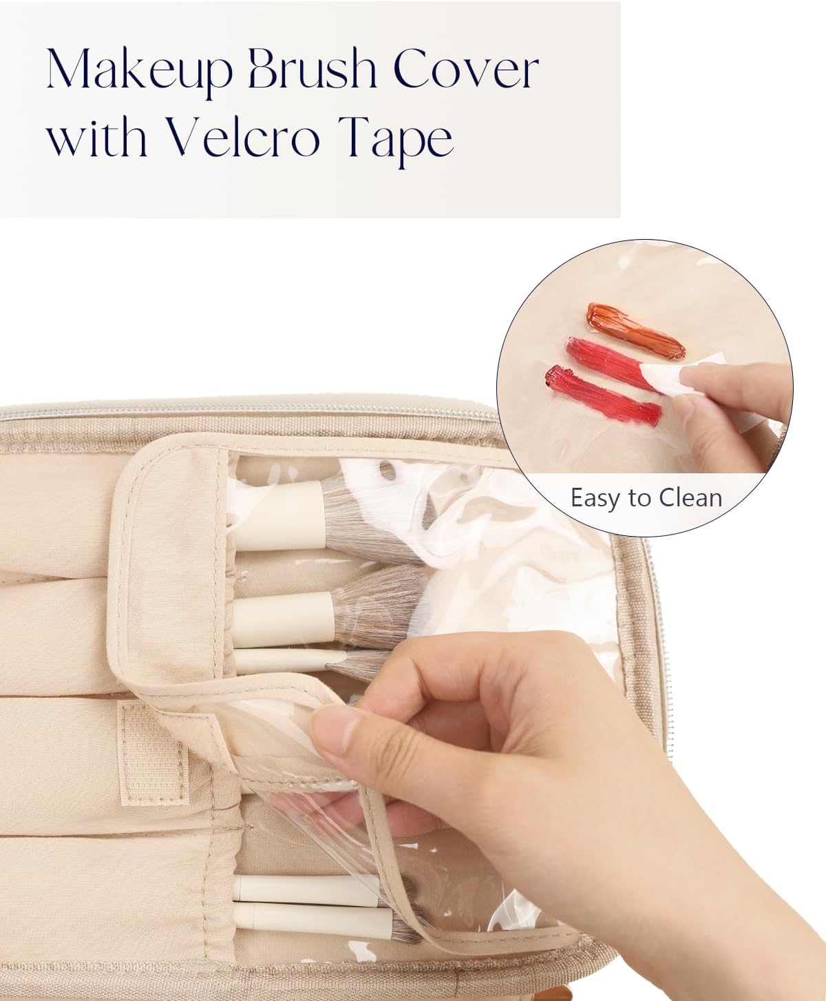 Prite Makeup Bag Portable Cosmetic Organizer with Brush Holder Waterproof Travel Toiletry Bag for Women with Handle and Divider (Black)