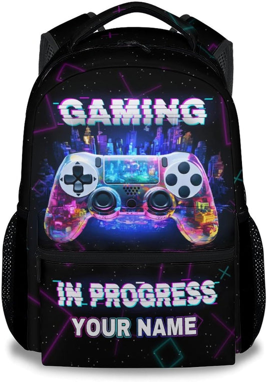 COZYAURA Personalized Backpack - 17 Inch Large Capacity Gamer Bookbag - Lightweight Kids' Gamepad Backpacks for Elementary & Travel