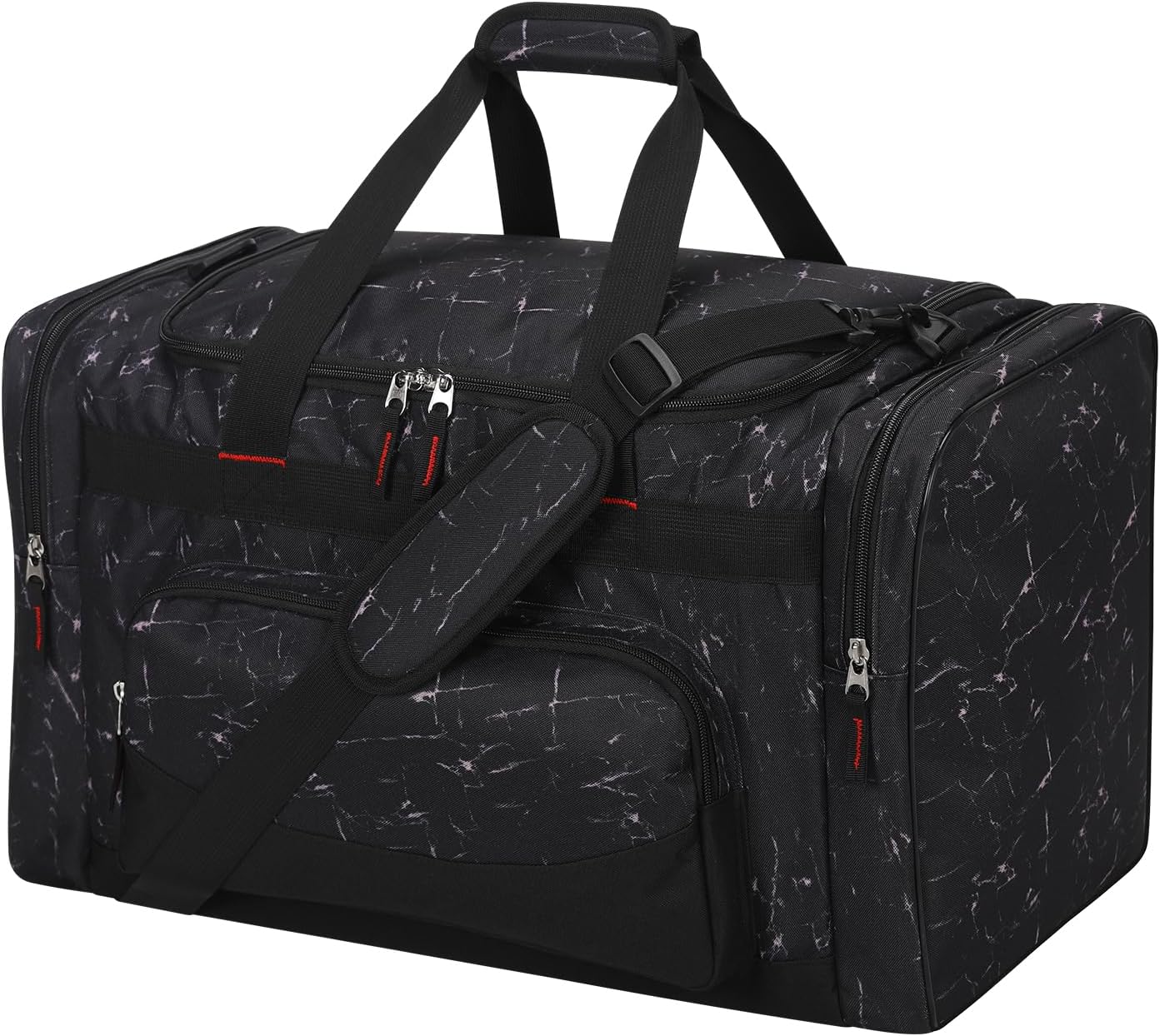 22 inch Gym Bag for Men - 55L Large Travel Duffle Bag Sports Equipment Bag with Multiple Zippered Pockets,Outdoor Workout Duffle Bag for Overnight Weekend - Marble Black