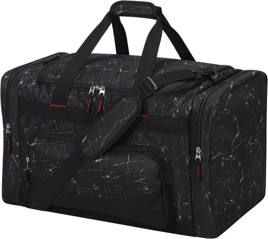 22 inch Gym Bag for Men - 55L Large Travel Duffle Bag Sports Equipment Bag with Multiple Zippered Pockets,Outdoor Workout Duffle Bag for Overnight Weekend - Marble Black
