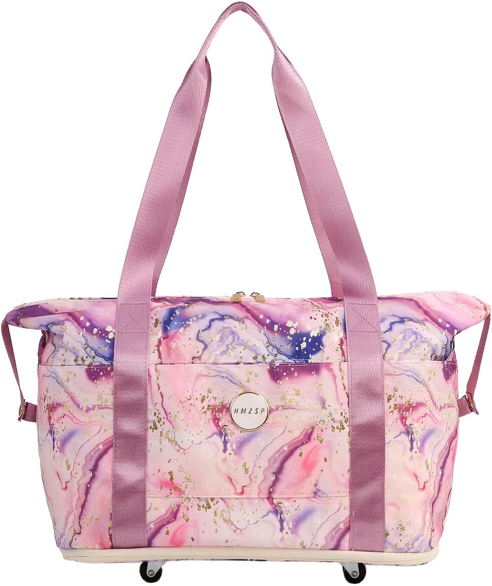 Large Travel Duffel Bag With Wheels Waterproof Lightweight, Sports Tote Gym Bag, Carry on Luggage with Dry&Wet Separation for Gym, Vacation