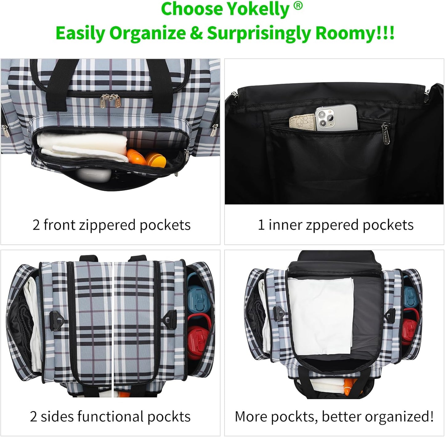 20 inch Sports Duffel Bag - for Travel Gym - Grey/White