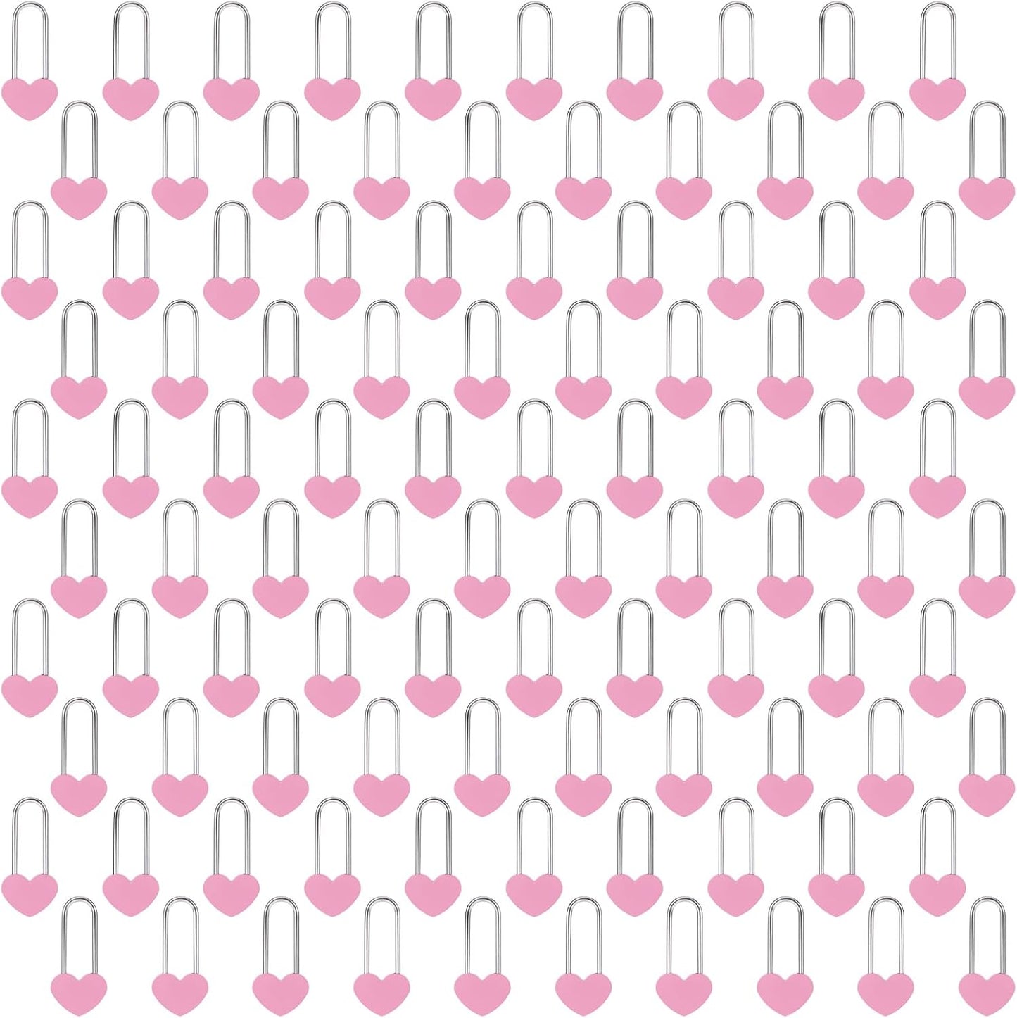 100PCS 3.5" 50mm Love Lock Heart Padlock,Pink Single Heart Wish Lock for Lovers Wedding,Valentines,Anniversary,Travel(NO Key)