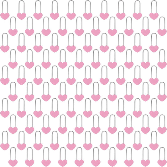 100PCS 3.5" 50mm Love Lock Heart Padlock,Pink Single Heart Wish Lock for Lovers Wedding,Valentines,Anniversary,Travel(NO Key)