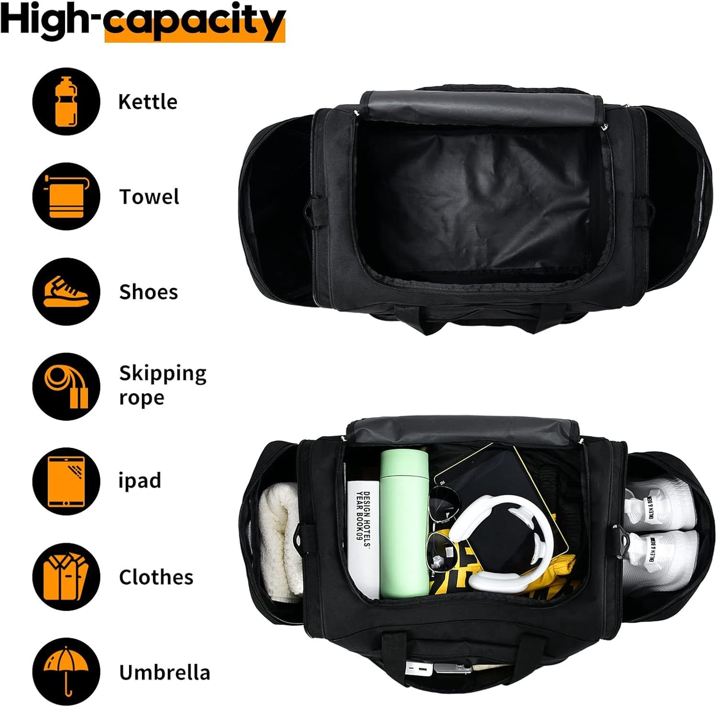 Mens Gym Bag, 55L Large Sports Duffle Bags, Workout Bags Lightweight