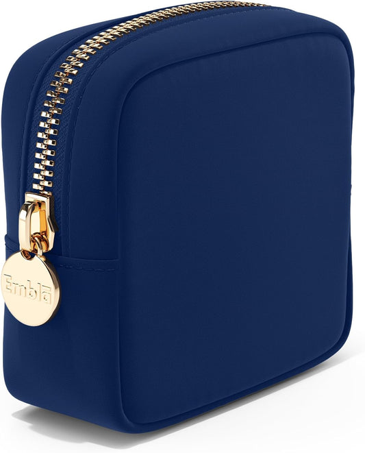 Embla Makeup Bag Travel Cosmetics Pouch and Toiletry Bag, Nylon Zipper Pouch Purse, Cute Make Up Organizer Storage Tote for Women Girls, Travel Skincare Case, Small Makeup Bags, Sapphire