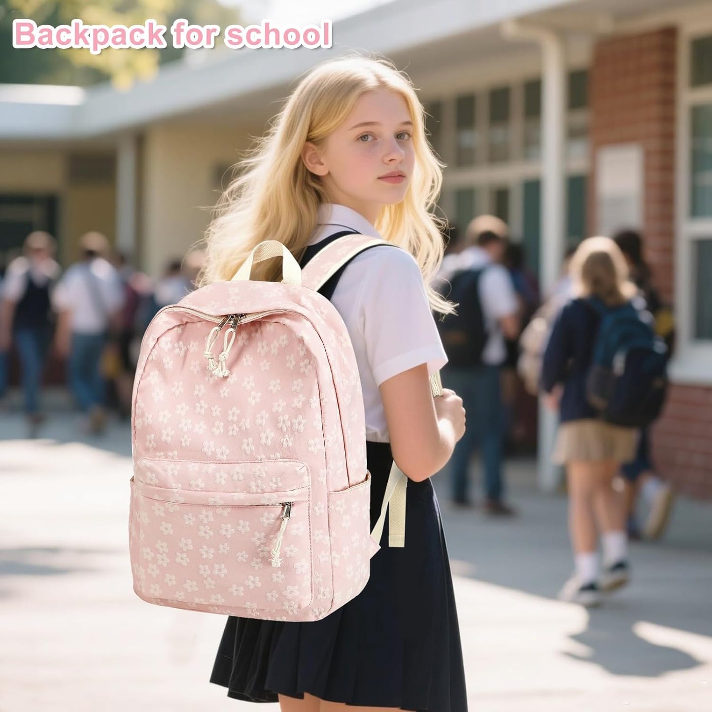 LEDAOU School Backpack Teen Girls Lightweight Bookbag Elementary Middle School Backpacks College Laptop Bag Travel Daypack