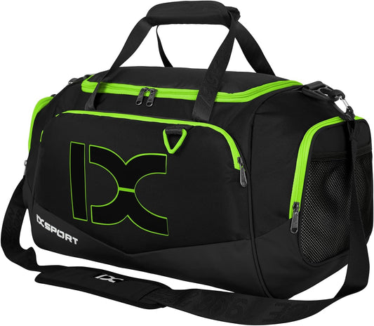 Sports Gym Bag，INOXTO Travel Duffel Bag with Dry Wet Pocket And Shoe CompartmentFor Women and Men，40L/55L Fitness Waterproof Weekender Bag For Swim Sports Travel Working Out (Black green, 40L)
