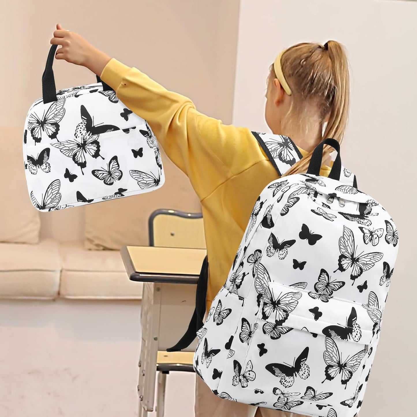 LEDAOU Backpack for Girls School Bag Kids Bookbag Teen Backpack Set Daypack with Lunch Bag and Pencil Case