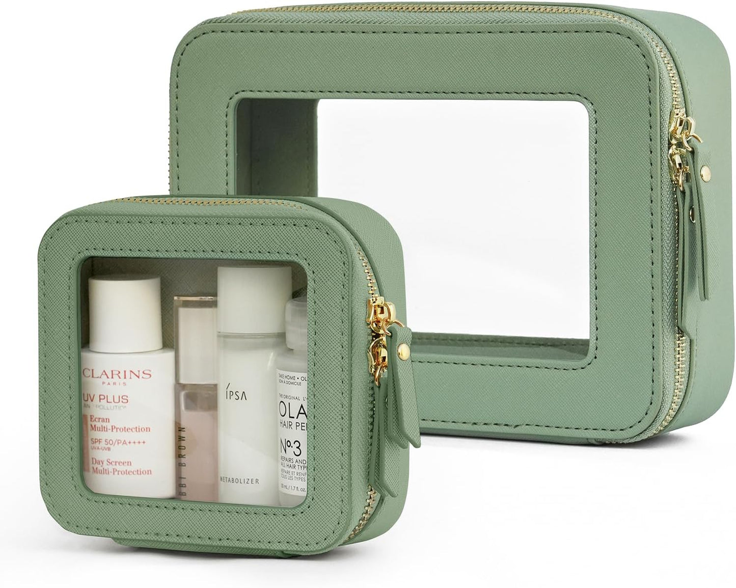 Popvibe Clear Makeup Bag Travel Cosmetic Case Transparent Toiletry Bag with Zipper, Portable Make Up Organizer Traveling Compact Car Bag for Essentials