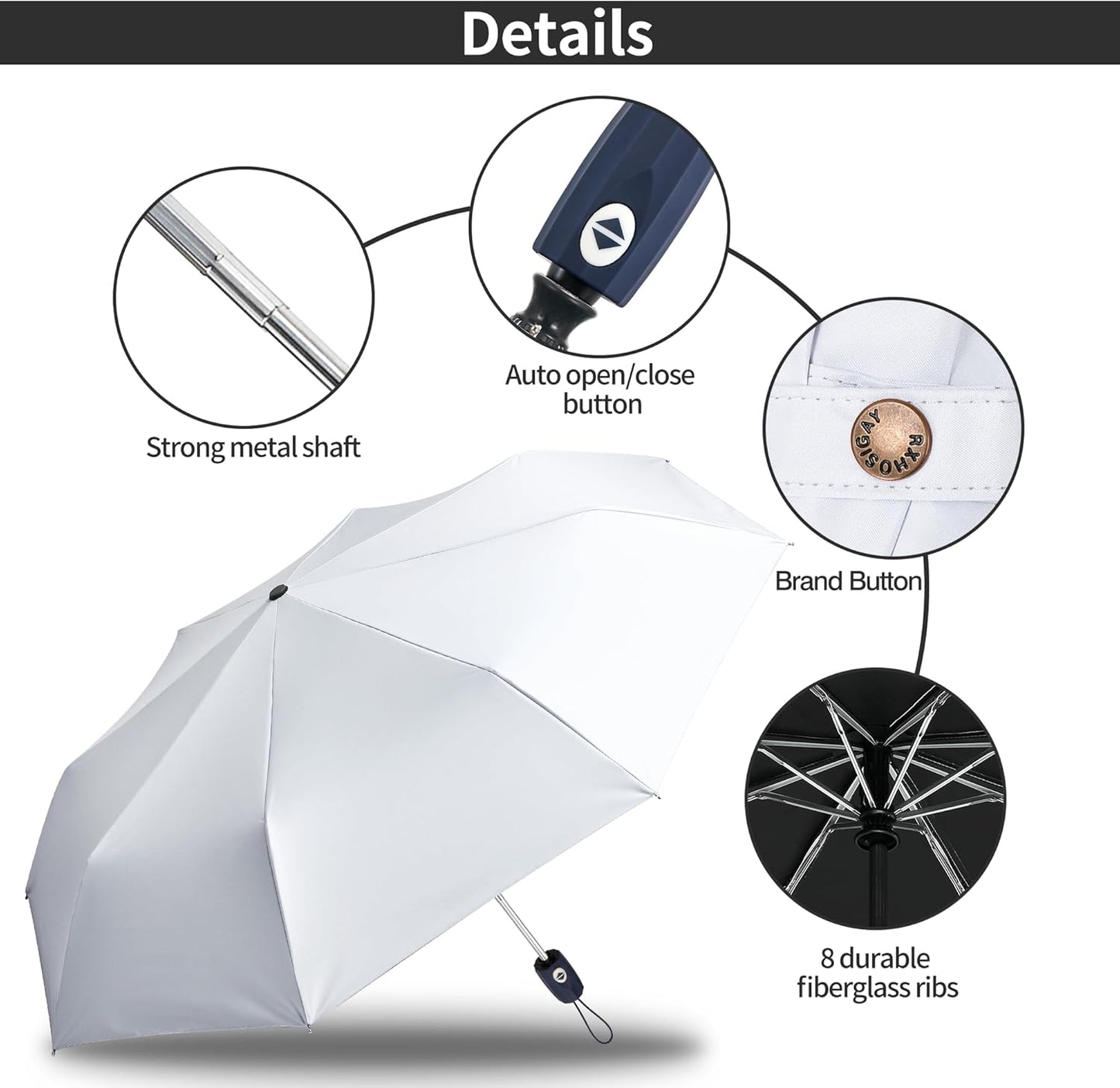 Color Glue Coating Sun Umbrella UV Protection Compact Folding Windproof Parasols Travel Auto Open Close Blocking UV 99.98%