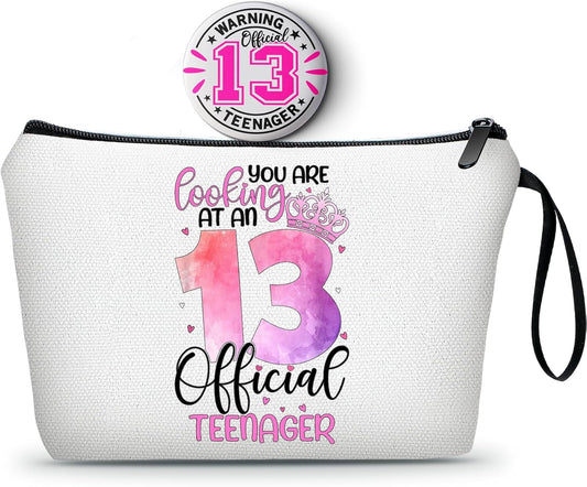 13 Year Old Girl Birthday Gifts for Teen Small Funny Makeup Cometic Bag with Mirror