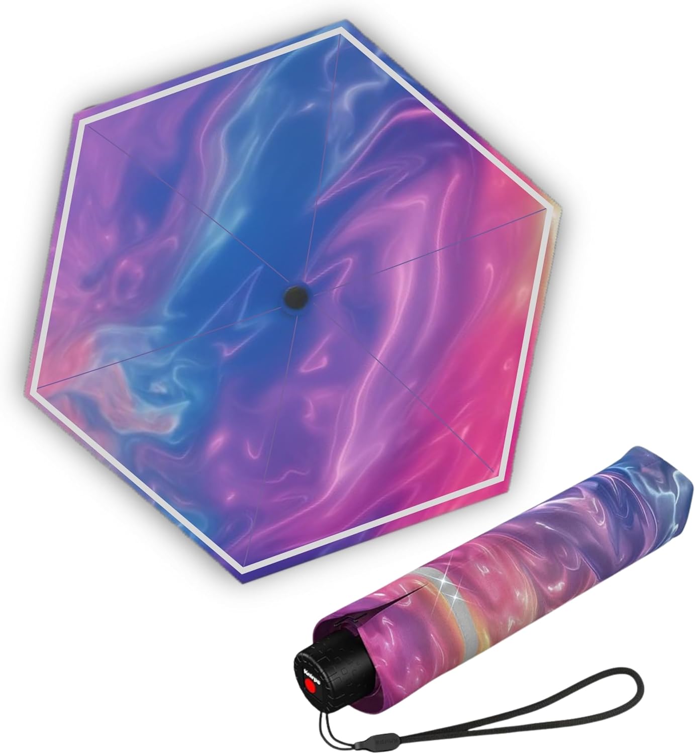 Knirps Rookie Manual Rain Umbrella for Elementary and Middle School Kids – 35.4" Canopy with Reflective Safety Stripe, Carrying Case Included