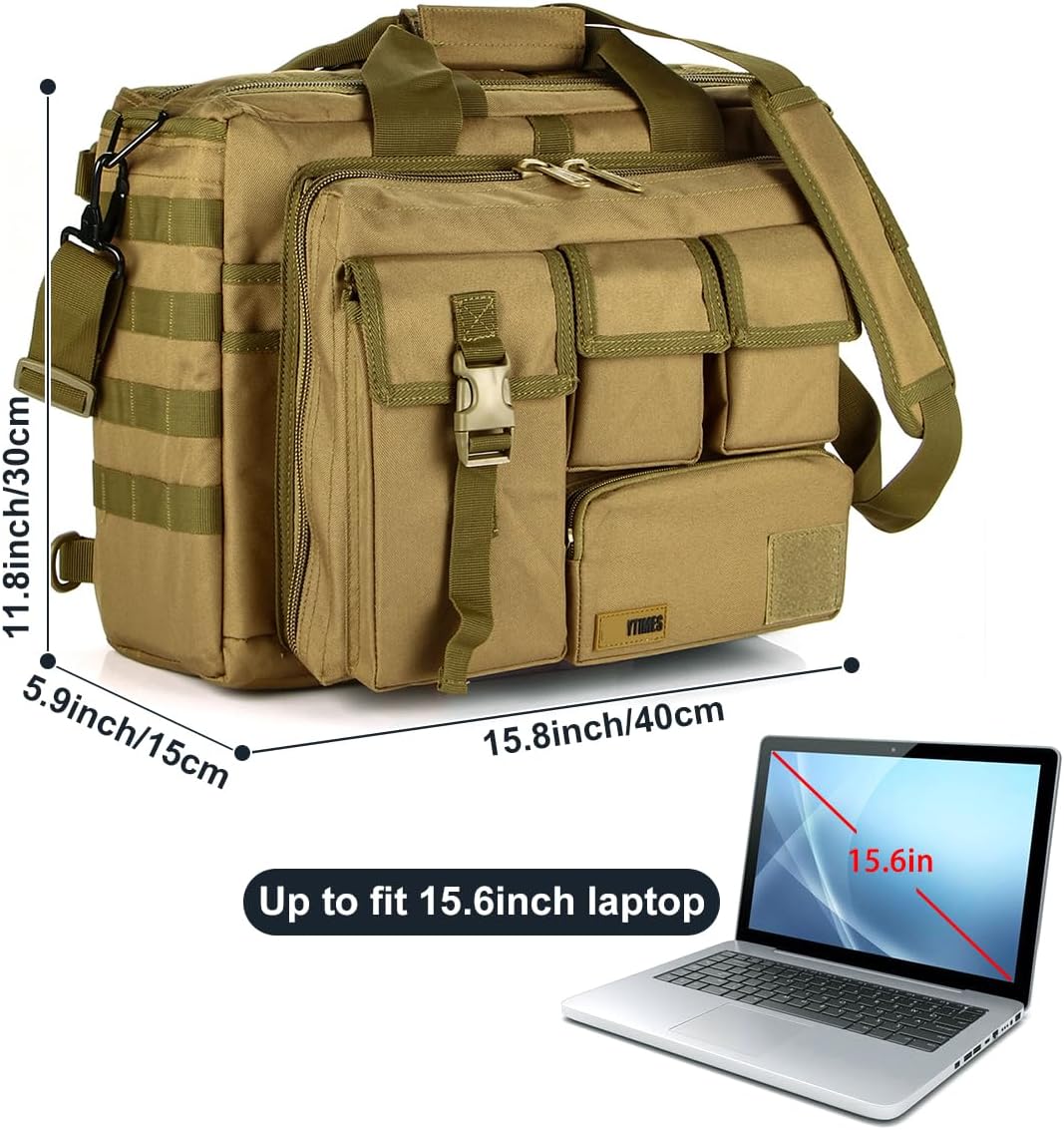 15.6 Inch Laptop Briefcase Tactical Military Messenger Bag Shoulder Work Bag for Men