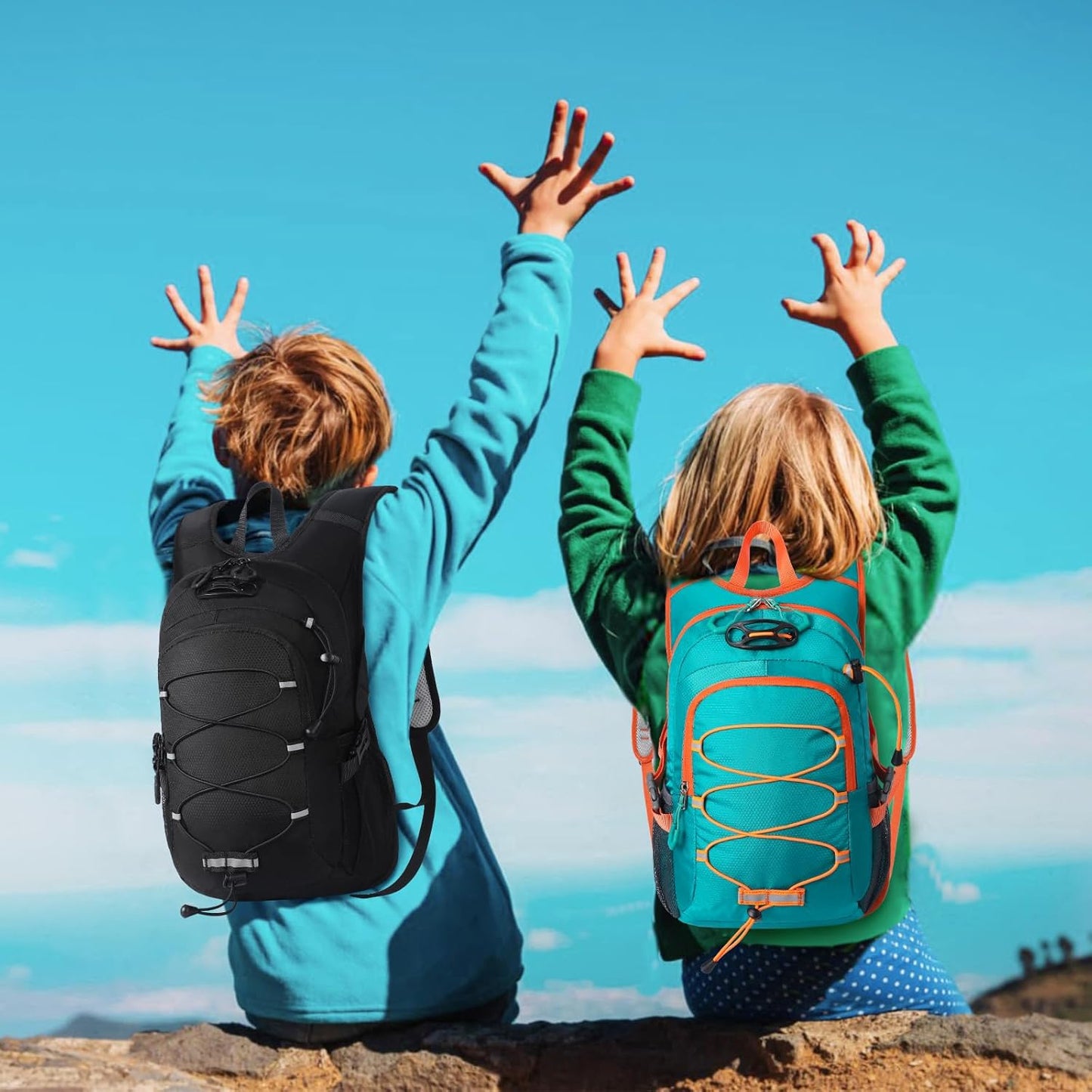 12L Kids Hiking Backpack, Small Hydration Backpack, Waterproof Kids Camping Daypack 5-12, No Water Bladder…