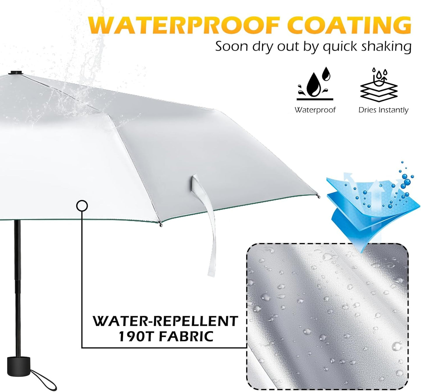 Travel Mini UV Umbrella for Purse Handbag Backpack in Small Size Sun & Rain Protection Compact Lightweight Tiny Pocket Umbrella for Kids Women Men