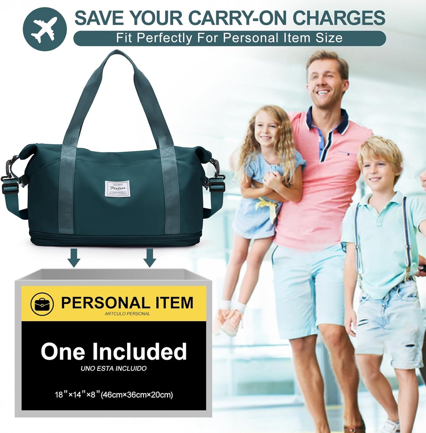 Travel Duffel Bag, Sports Tote Gym Bag, Shoulder Weekender Overnight Bag for Women