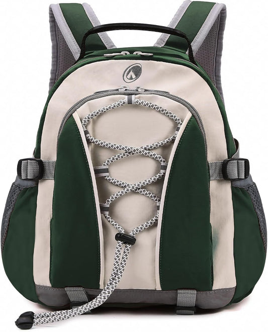 10L Mini Kids Hiking Backpack with Chest Strap for Girls Boys, Small Hiking Daypack with Padded Straps for Men Women, Green