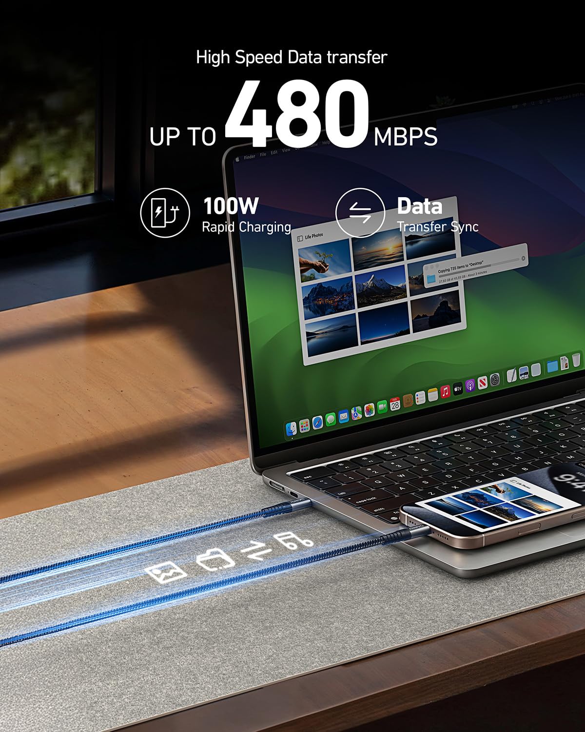 100W USB C to USB C Cable [2 Pack 6FT], USBC Fast Charging Cable for iPhone 17 Air/iPhone 17/iPhone 17 Pro/iPhone 17 Pro Max, iPhone 16/15 Series, Samsung Galaxy S/Note Series, MacBook, iPad