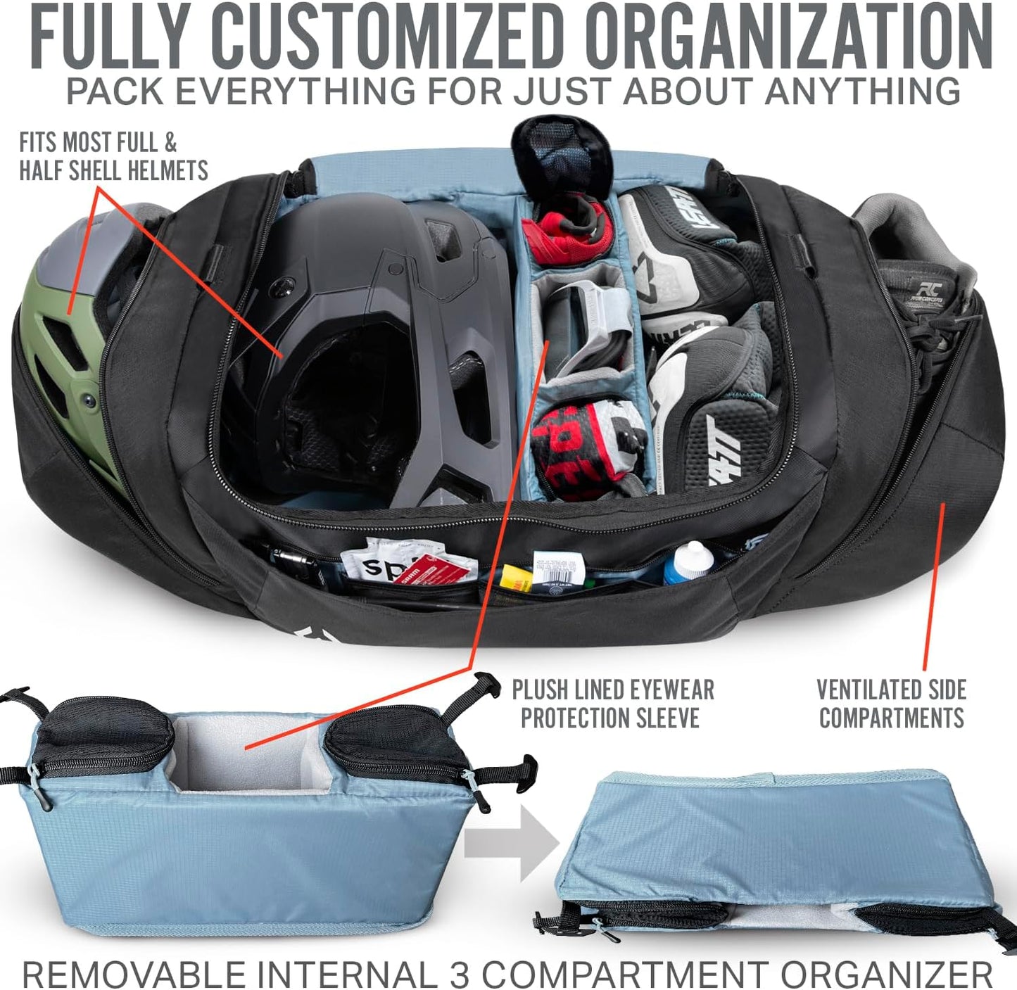 Wildhorn Gulch 70L MTB Duffle Bag for Travel - Lightweight & Durable Gym Bag for Women & Men. Ideal for Biking, Motorcycle, and Sports