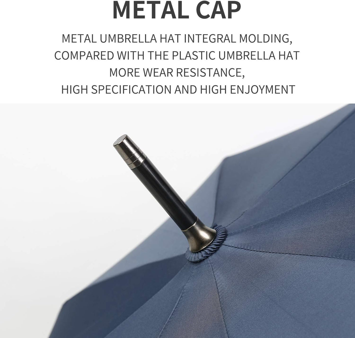 TIME LOVER Stick Umbrella Oversize Windproof Umbrella Wooden Hook Handle J Stick Automatic Open Fast Drying Umbrella for Men Women(Navy)