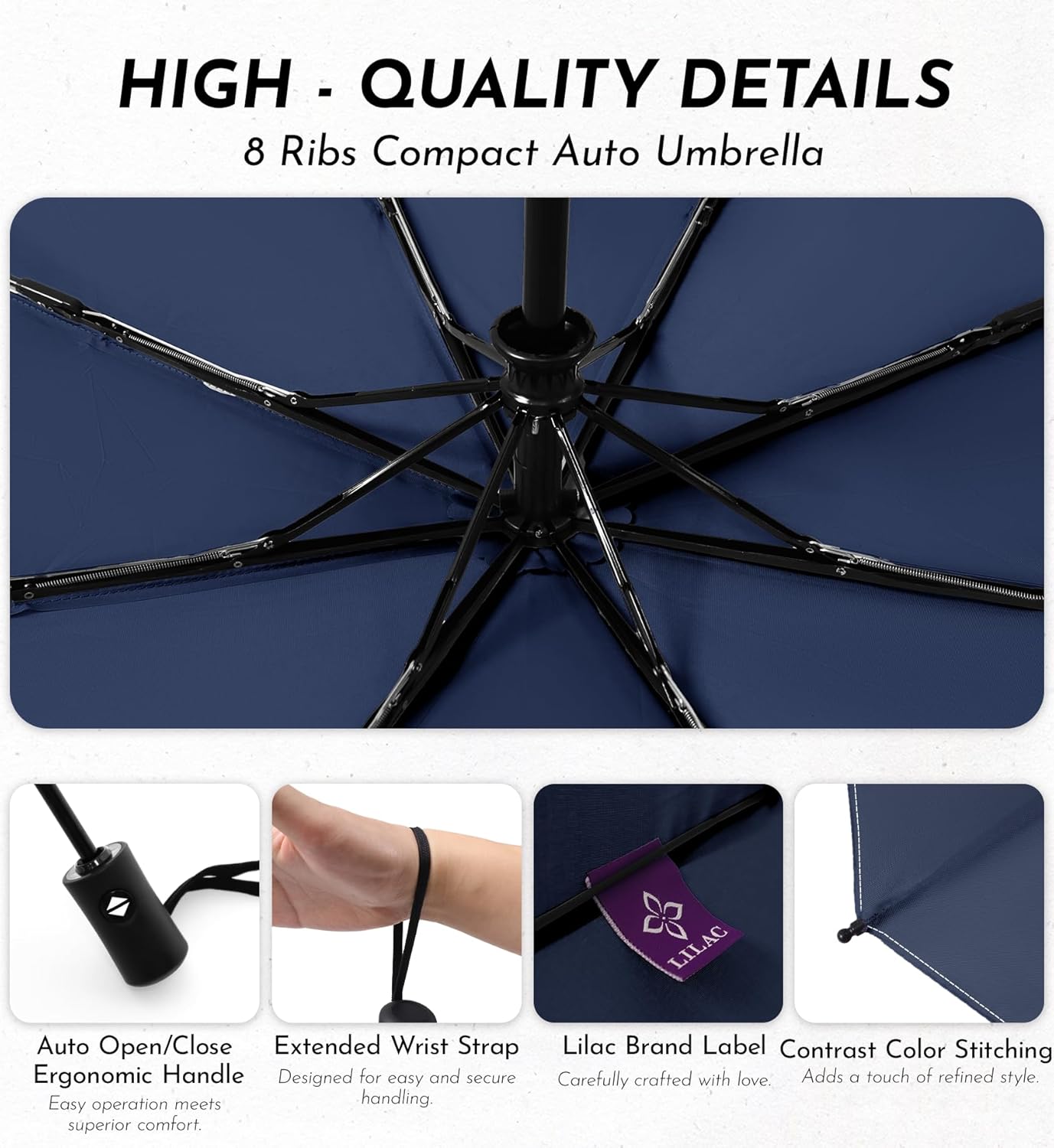 Compact Travel Windproof Umbrella, 43" Auto open/close Folding Quick Dry Umbrellas for Rain, Lightweight Portable Small for Backpack Car, less force to Fold for Women Men Kids, TSA Approved