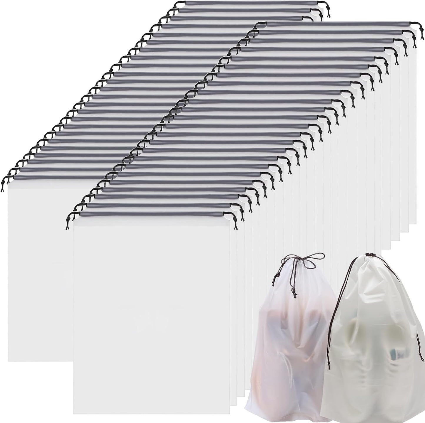 50 Pack Shoe Bags for Travel,Large Clear Shoes Storage Organizers Pouch with Rope for Men and Women,Transparent Travel Shoe Bags for Packing,Waterproof Drawstring Dust Bags Shoe Storage Bag