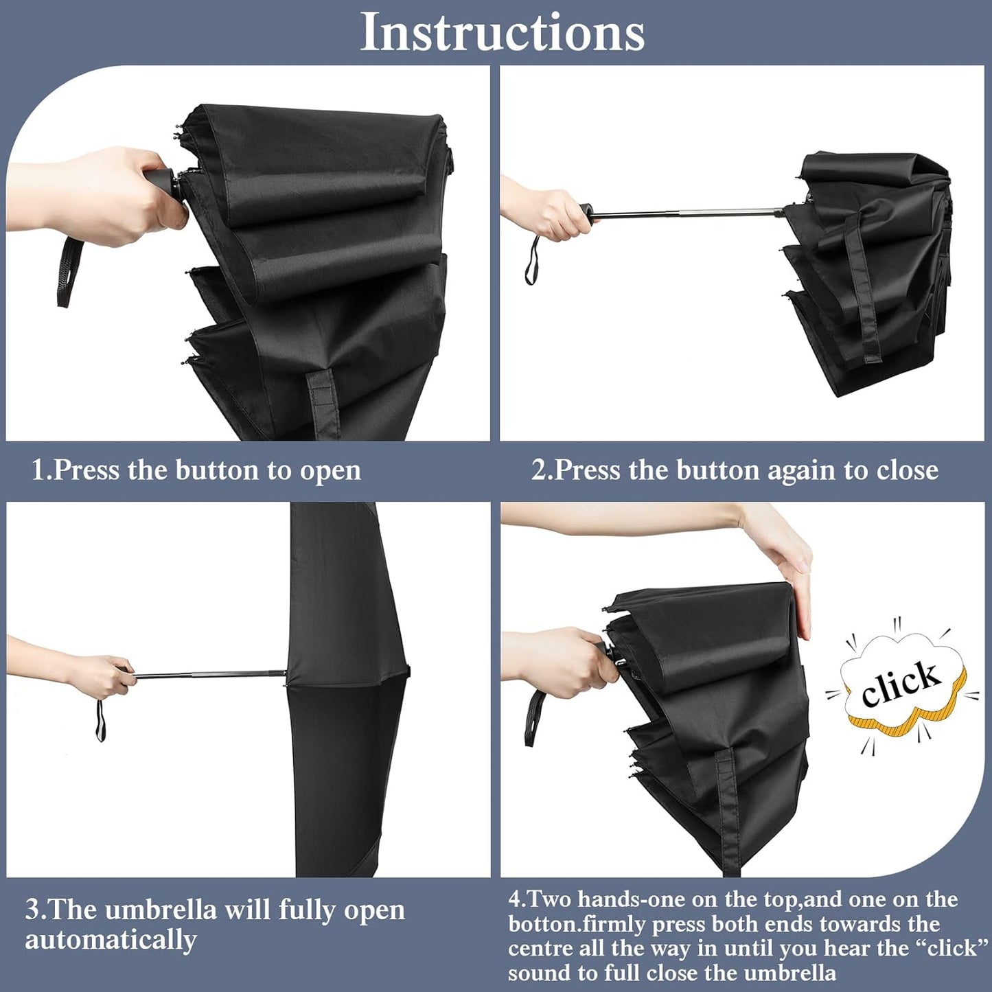 Reginary 6 Pack Umbrella Bulk Windproof Travel for Rain Automatic Open and Close Umbrella Collapsible Folding Rain Backpack Portable for Men Women