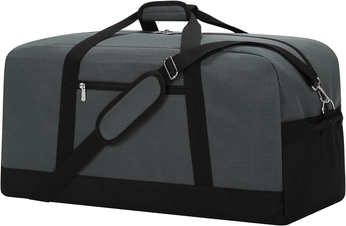55L Mens Duffle Bag for Travel - 25 inch Weekender Duffel Bag with Hard Bottom - Grey