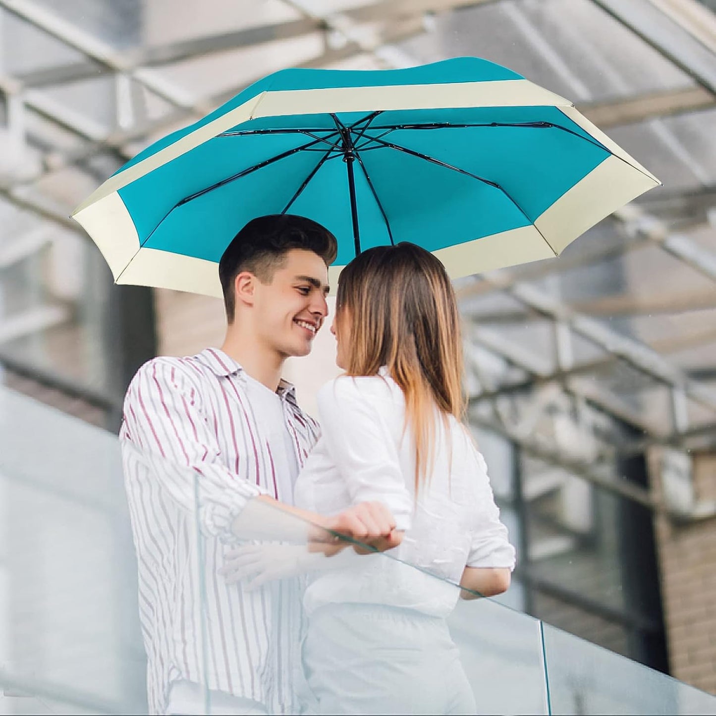 Lejorain Compact Golf Umbrella Large - 54inch Travel Big Portable Automatic Folding Umbrella Windproof for Men Heavy Duty 210T Dupont Teflon Coated Umbrella for Rain