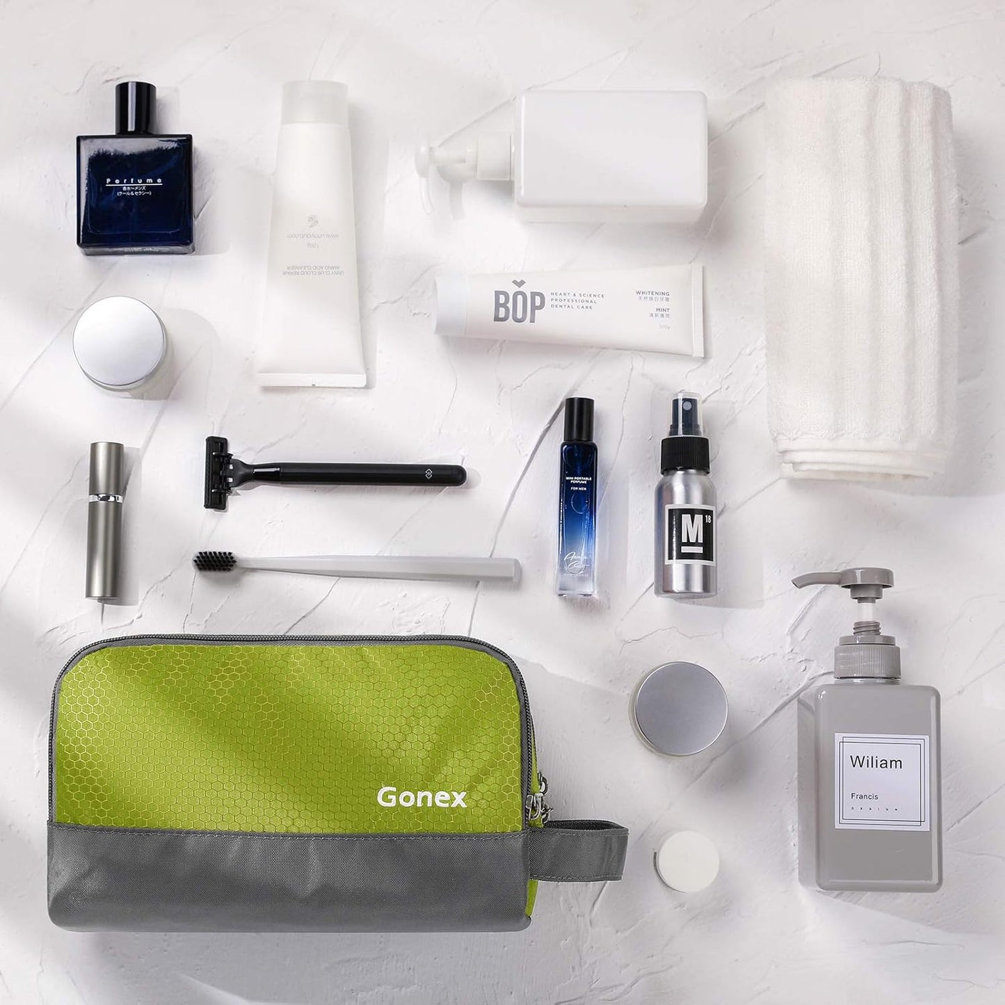 Gonex Travel Toiletry Bag Nylon, Shaving Bag Toiletry Organizer Green