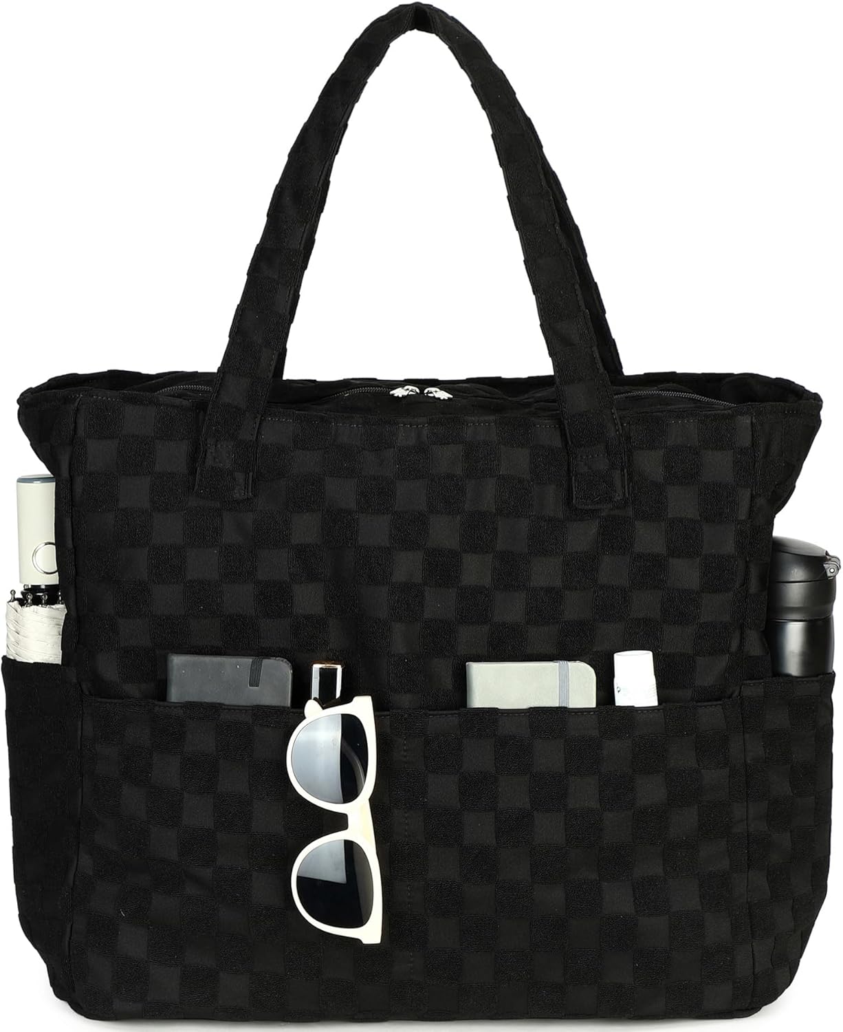 LEDAOU Large Beach Tote Bag Women Waterproof Sandproof Zipper Beach Tote Bag for Pool Gym Grocery Travel with Wet Pocket