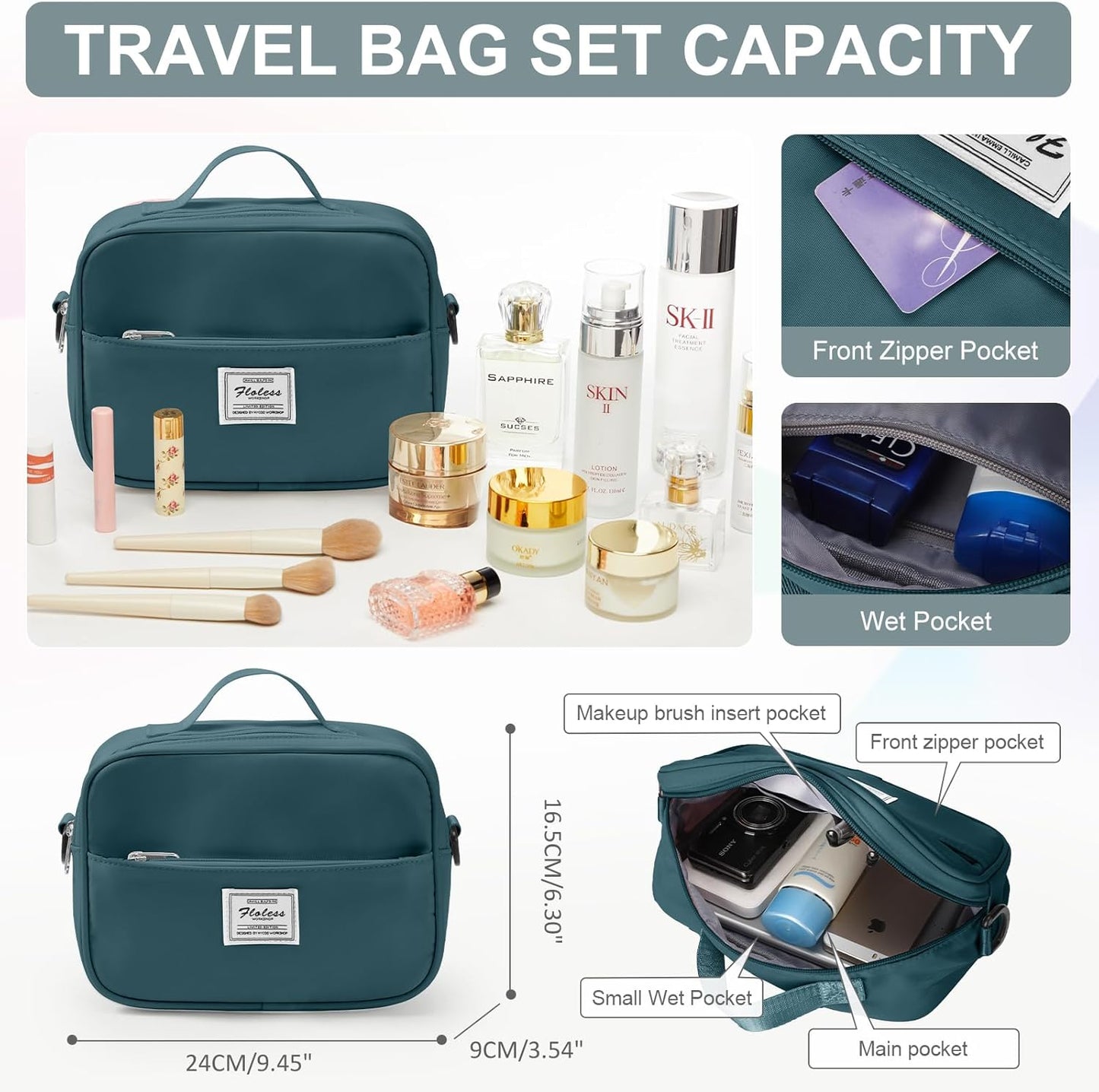 Gym Bag for Women with Shoes Compartment,Small Duffel Bag Sport bag with Toiletry Bag Overnight Travel Tote Bags Weekender Carry on Bag Personal Item Bag for Airlines Peacock Blue