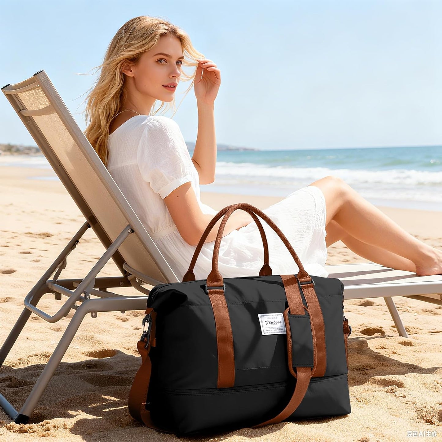 Travel Duffel Bag, Sports Tote Gym Bag, Shoulder Weekender Overnight Bag for Women