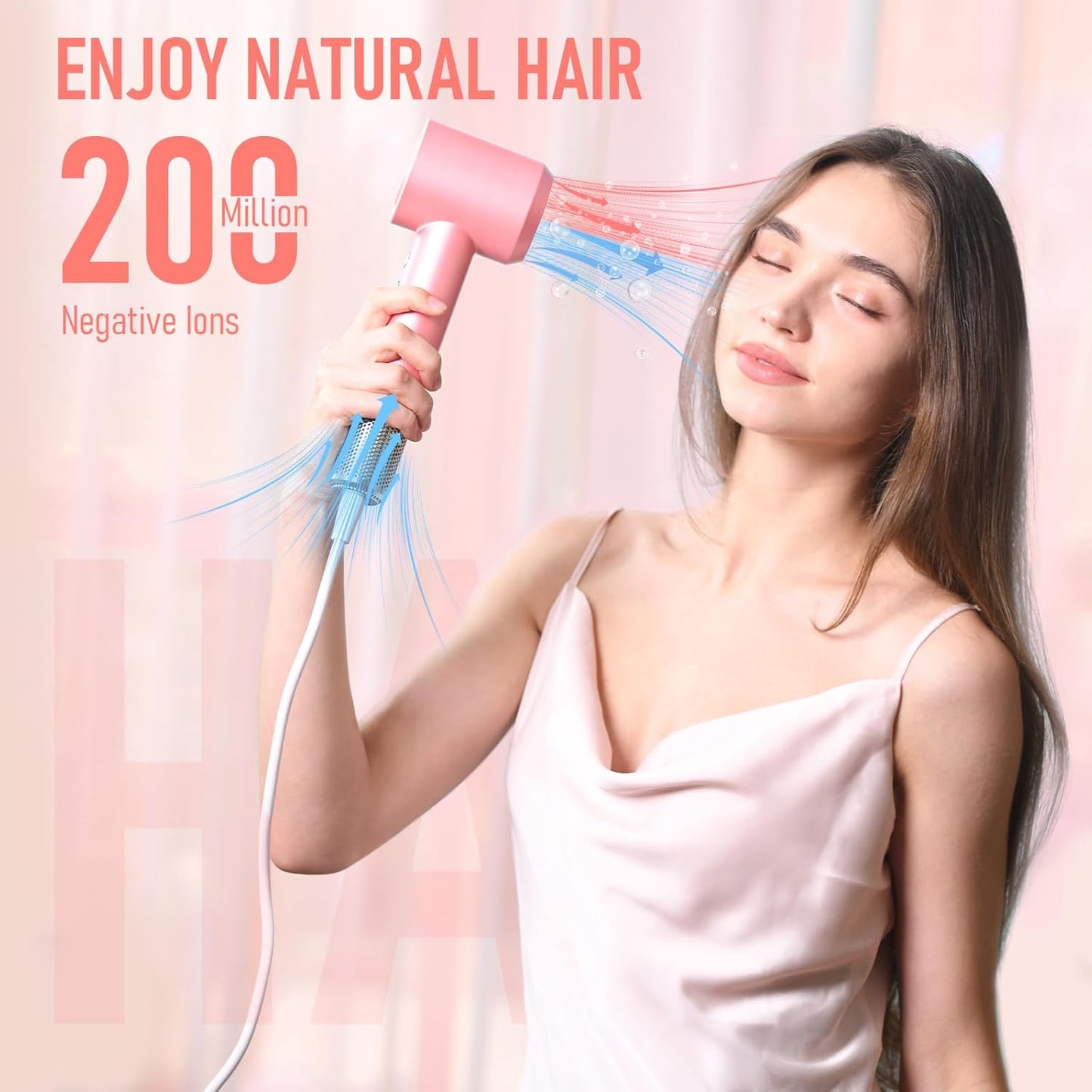 Hair Dryer, 1800W Fast Drying Blow Dryer with 160,000 RPM High-Speed Brushless Motor Low Noise Hairdryer with Magnetic Attachments for Home Salon Travel
