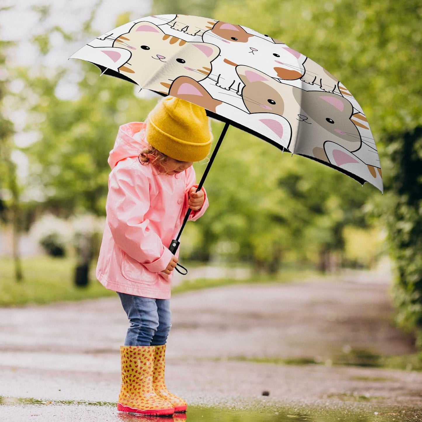 Small Compact Travel Automatic Folding Umbrella for Women, Portable Lightweight, Rain, Wind, UV Sun Shade